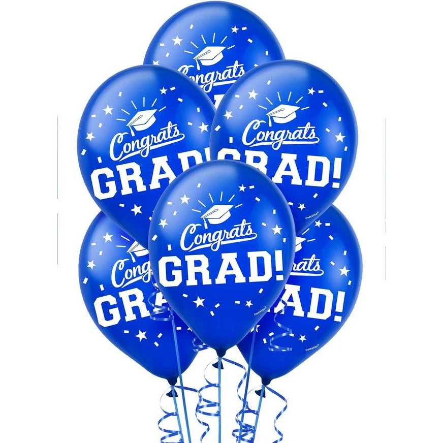 15ct, Blue Congrats Grad Balloons 1 15ct, Blue Congrats Grad Balloons