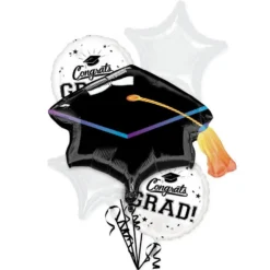 White Congrats Grad Foil Balloon Bouquet, 5pc