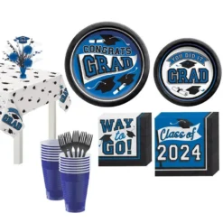 Blue Congrats Grad Tableware Kit For 20 Guests