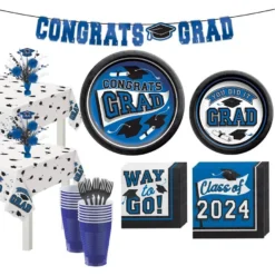 Blue Congrats Grad Tableware Kit For 40 Guests