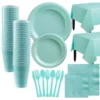 Robin's Egg Blue Plastic Tableware Kit For 100 Guests