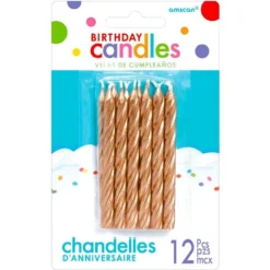 Rose Gold Birthday Candles 12ct