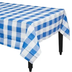 Blue & White Plaid Table Cover