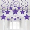 Purple Star Swirl Decorations, 30ct