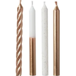 Metallic Rose Gold & White Birthday Candles 12ct