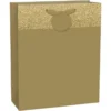 Large Glitter & Matte Gold Gift Bag 10 1/2in X 13in