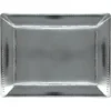 Metallic Silver Rectangular Paper Platters, 12.25in X 16in, 2ct