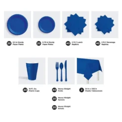 Royal Blue Tableware Kit For 20 Guests, 222pc -Party Supply Store C919822 royal blue 02
