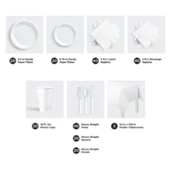 White Tableware Kit For 20 Guests, 222pc -Party Supply Store C919822 white 02