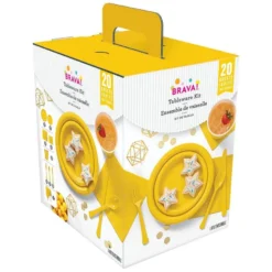 Yellow Tableware Kit For 20 Guests, 222pc