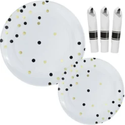 Black Confetti Premium Tableware Kit For 20 Guests