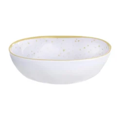 White With Gold Speckles Melamine Bowl, 6.3in, 19.5oz