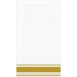 Gold Striped Border Premium Paper Buffet Napkins, 4.5in X 7.75in, 40ct