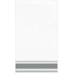 Silver Striped Border Premium Paper Buffet Napkins, 4.5in X 7.75in, 40ct