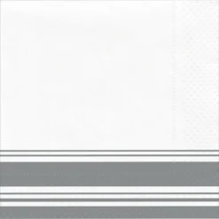 Silver Striped Border Premium Dinner Napkins, 8in, 40ct