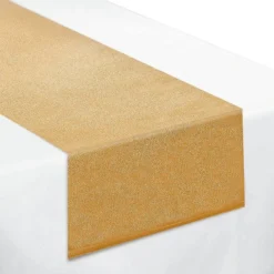 Metallic Gold Premium Fabric Table Runner, 13in X 72in