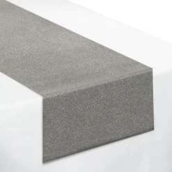 Metallic Silver Premium Fabric Table Runner, 13in X 72in