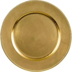 Gold Premium Plastic Chargers, 13in, 4ct