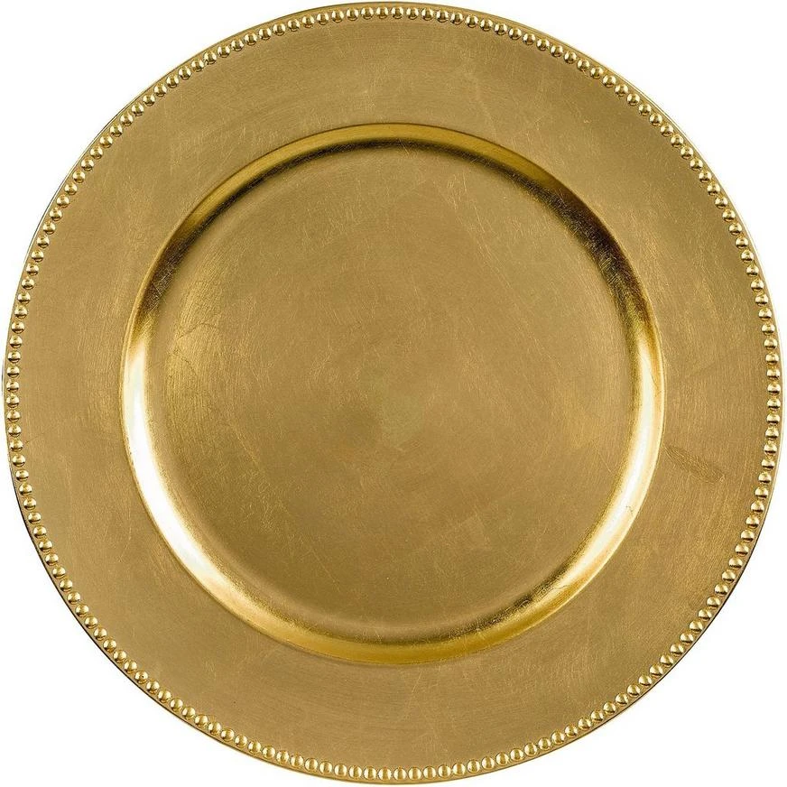Gold Premium Plastic Chargers, 13in, 4ct 1 Gold Premium Plastic Chargers, 13in, 4ct