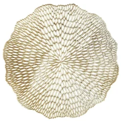 Metallic Gold Floral Premium Vinyl Placemats, 14.5in, 4ct