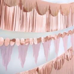 Multishape Rose Gold Fringe Paper Banners, 6ft, 6ct