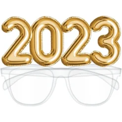 Gold 2023 Balloon Plastic Glasses