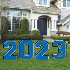 Blue 2023 Graduation Year Plastic Yard Sign Kit, 4pc