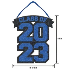 Glitter Blue Class Of 2023 Graduation Foam Sign, 9.25in X 10in -Party Supply Store C953604 royal blue 02