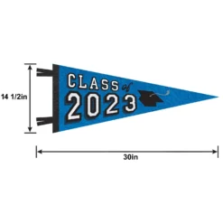 Blue Class Of 2023 Graduation Felt Pennant Flag, 30in X 11.4in -Party Supply Store C953607 royal blue 02