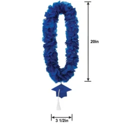 Blue Fabric Lei With Graduation Cap Pendant, 20in -Party Supply Store C953649 royal blue 02
