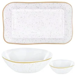 Gold Speckled Melamine Serveware Kit, 3pc