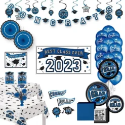 Blue Congrats Graduation Party Kit For 40 Guests