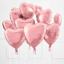 Pink Heart Foil Balloon Bouquet, 12pc