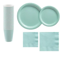 Robin's Egg Blue Paper Tableware Kit For 20 Guests