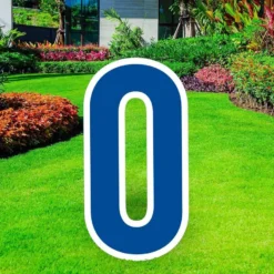Royal Blue Number (0) Corrugated Plastic Yard Sign, 30in
