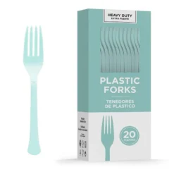 Robin's Egg Blue Heavy-Duty Plastic Forks, 20ct