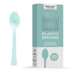 Robin's Egg Blue Heavy-Duty Plastic Spoons, 20ct