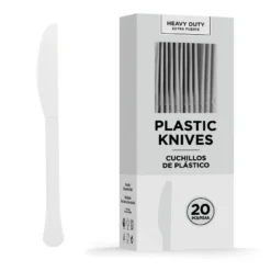White Heavy-Duty Plastic Knives, 20ct