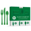 Festive Green Heavy-Duty Plastic Cutlery Set For 20 Guests, 80ct