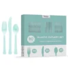 Robin's Egg Blue Heavy-Duty Plastic Cutlery Set For 20 Guests, 80ct