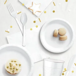 White Heavy-Duty Plastic Cutlery Set For 20 Guests, 80ct -Party Supply Store CN919798 white 2020 20Standard 02 set