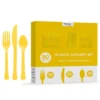 Sunshine Yellow Heavy-Duty Plastic Cutlery Set For 20 Guests, 80ct