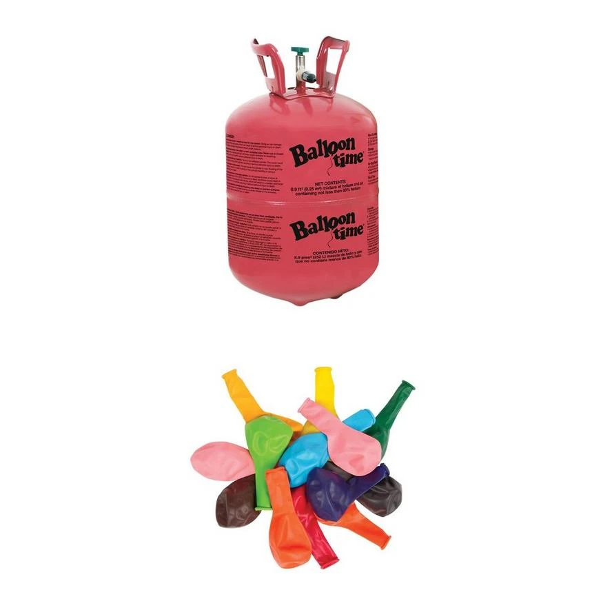 Balloon Time Small Helium Tank With 15 Balloons & Ribbon 1 Balloon Time Small Helium Tank With 15 Balloons & Ribbon