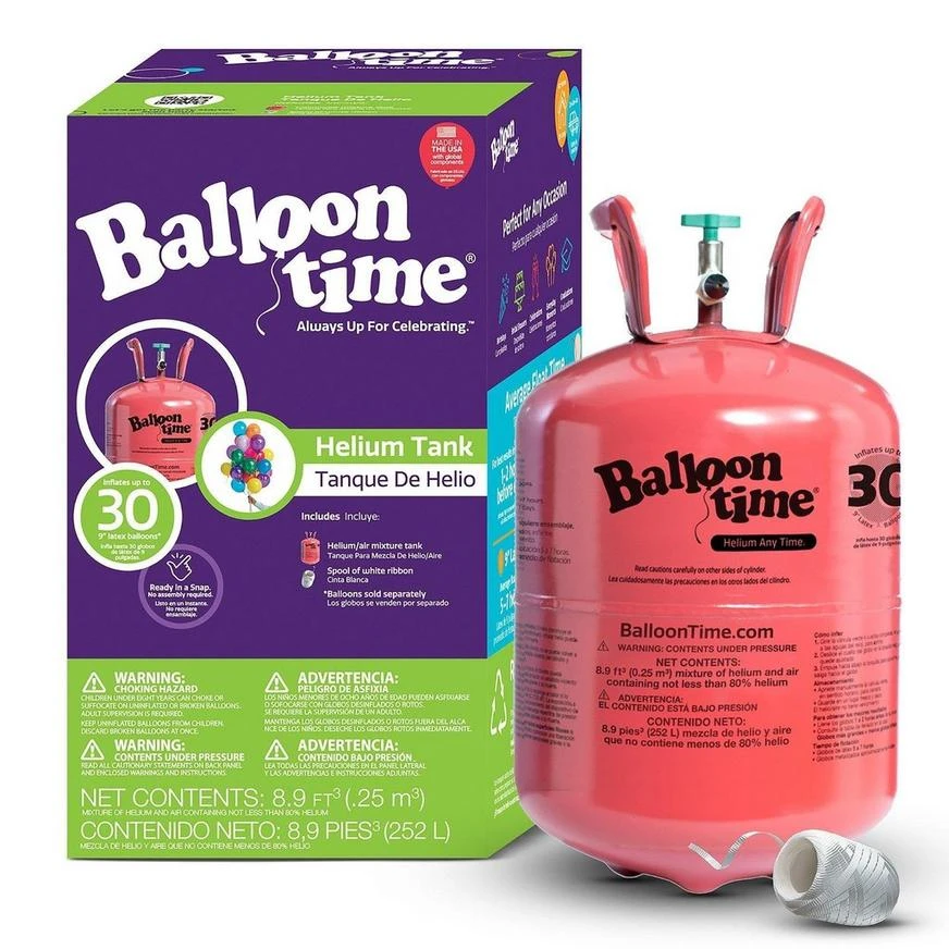 Balloon Time Small Helium Tank With 15 Balloons & Ribbon 2 Balloon Time Small Helium Tank With 15 Balloons & Ribbon - Image 2