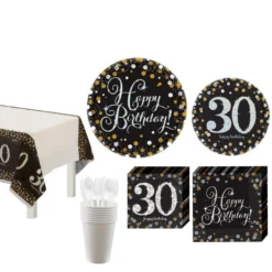 Sparkling Celebration 30th Birthday Tableware Kit For 8 Guests