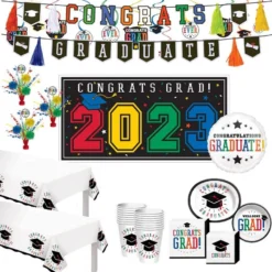 Multicolor Day To Celebrate Graduation Party Kit For 50 Guests