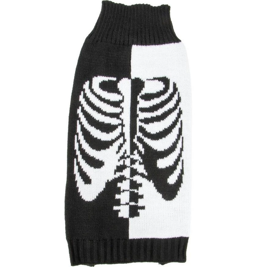 Black & White Skeleton Rib Split Dog Sweater 2 Black & White Skeleton Rib Split Dog Sweater - Image 2
